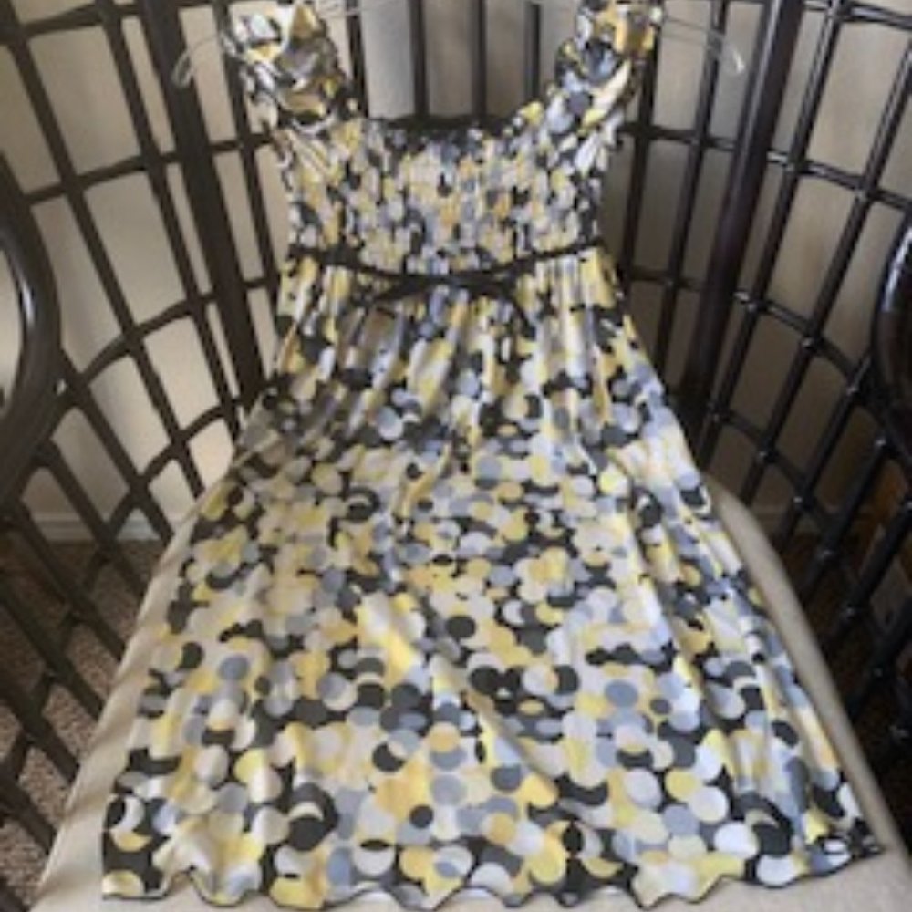 Yellow Gray Black White Polka Dot Dress